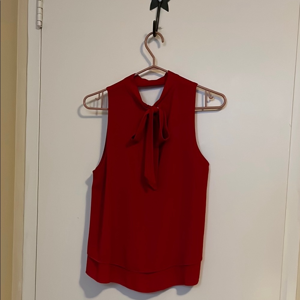 Bright red summer blouse sleeveless